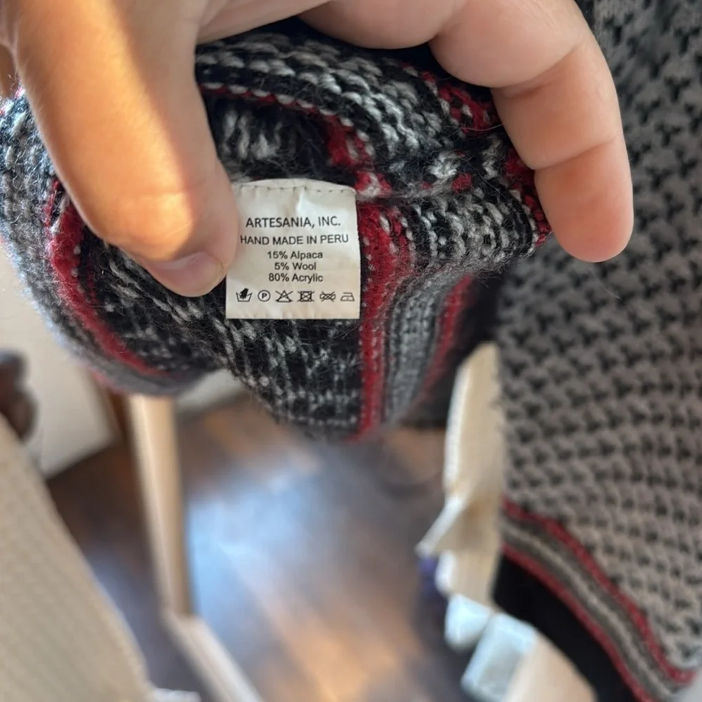 Alpaca Blend Fair-isle Quarter Zip Pullover Sweater Large